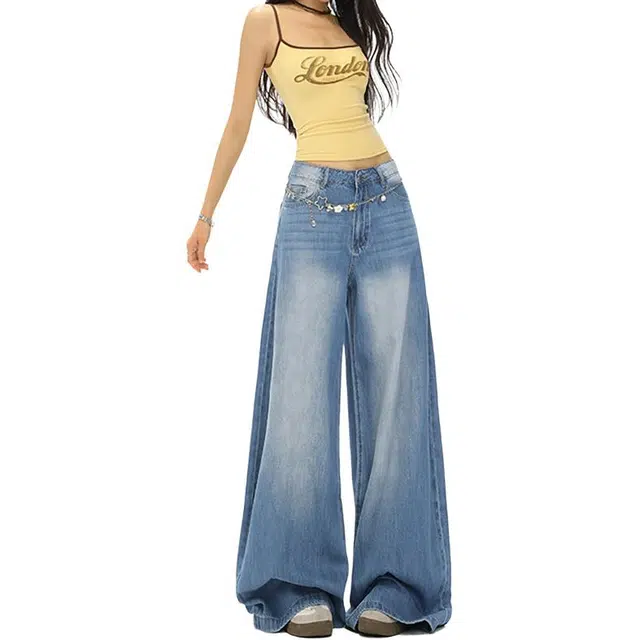如续 两色美式｜高街设计高腰阔腿显瘦慵懒宽松直筒拖地牛仔裤 女款