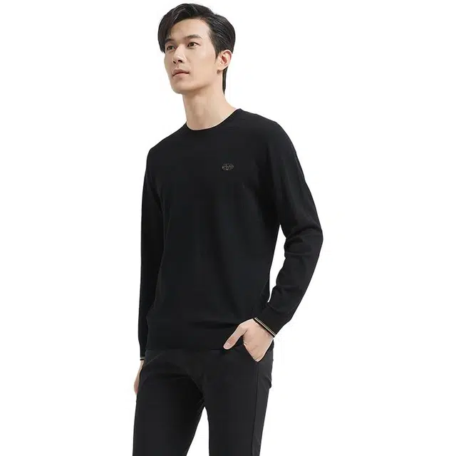 古鲨 冰丝百搭简约柔软内搭打底针织衫 男款