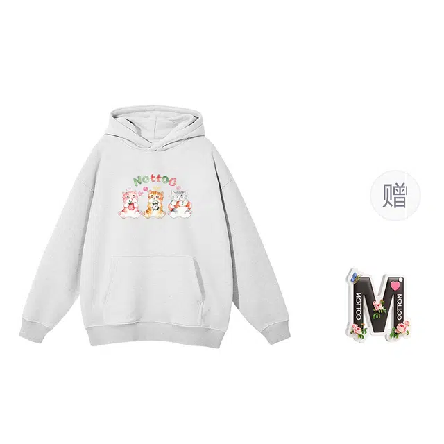 棉购 美式连帽潮流薄款秋冬季加绒加厚长袖上衣外套卫衣 女款