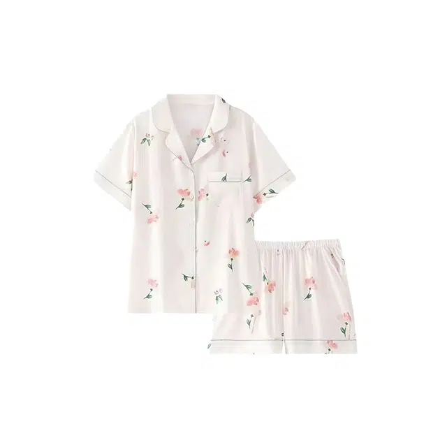 顶瓜瓜 夏季女透气舒适休闲亲肤短袖短裤家居服睡衣套装 女款
