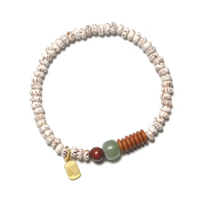 素于 招财纳福牌新中式国潮文玩复古文艺风平安招财轻奢高级感手饰念珠#好运 星月菩提 手串 男女同款情侣款