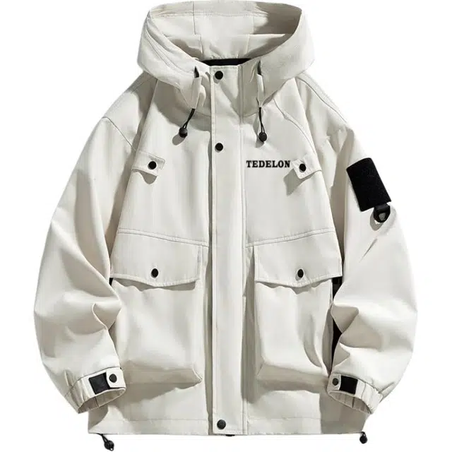 太子龍 通勤日常百搭宽松硬汉风户外连帽纯色上衣青少年外套夹克 男款