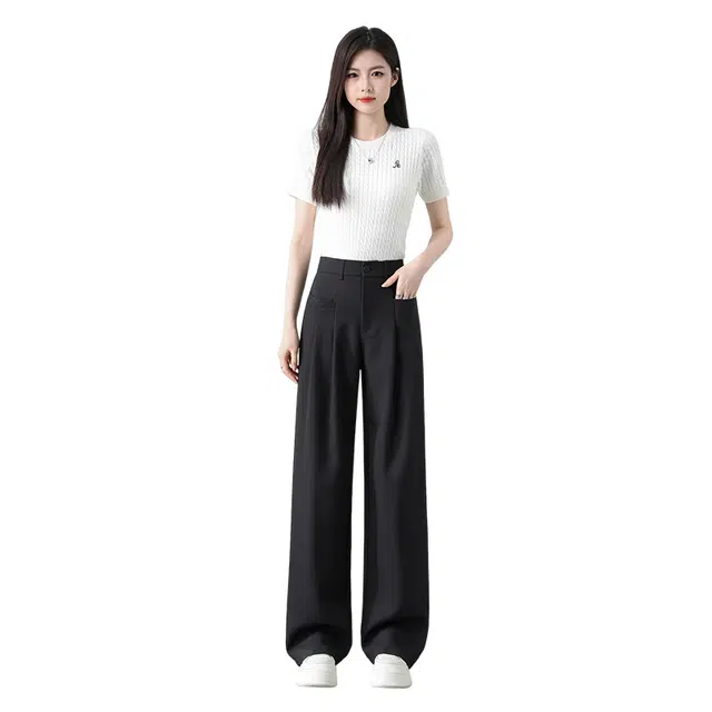 玫丝朵 高级感时尚舒适简约通勤长裤休闲裤 女款