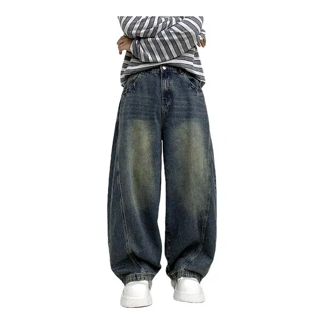 金盾 宽松阔腿时尚舒适百搭休闲牛仔裤 男款