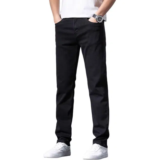 炳盛 弹力直筒修身长裤薄款冰氧休闲裤子牛仔裤 男女同款