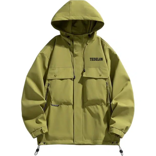 太子龍 山系户外连帽立体口袋多拉链登山服款宽松潮流百搭休闲工装防水外套男女同款夹克 男款