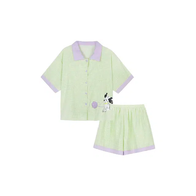 顶瓜瓜 夏季女透气舒适休闲清新轻便简约设计家居服睡衣套装 女款