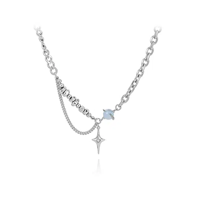 奥斯坦汀 星芒古巴链潮流百搭街头学生宇宙吊坠配饰 钛钢 项链 男女同款情侣款