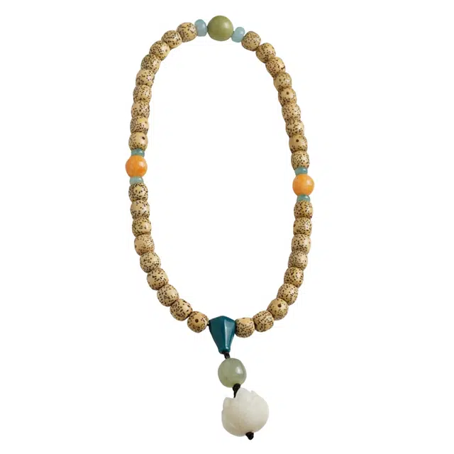 宣华意 精品陈籽手持文玩配饰莲花吊坠藏式精品念佛珠 星月菩提 手串 男女同款情侣款