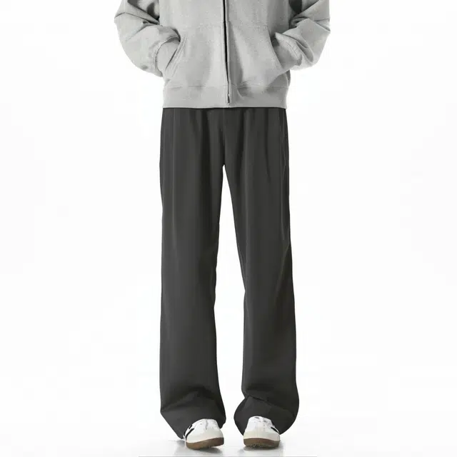 图兰朵 夏季美式高街纯色基础款百搭简约宽松阔腿透气亲肤顺滑显高直筒垂长裤无性别主义休闲裤 男女同款