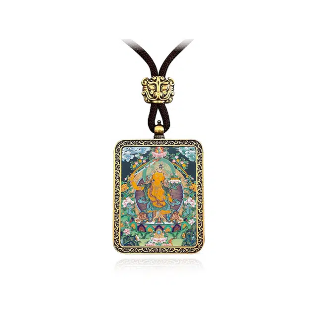 【文殊菩萨】 眰恦 立体浮雕 新藏式唐卡吊坠 个性饰品 事事如意#好运 合金 项链 男女同款情侣款