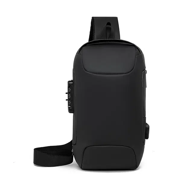 茵初 密码防盗炫酷机车时尚潮流 尼龙 胸包 常规 男女同款情侣款 多色