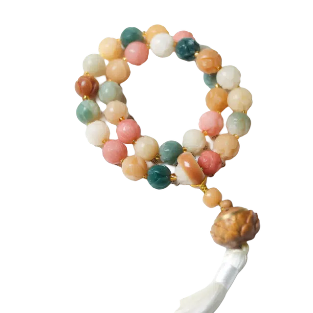 艾卡拉 【有钱花】步步生莲多宝文玩佛珠 白玉菩提 手串 男女同款情侣款