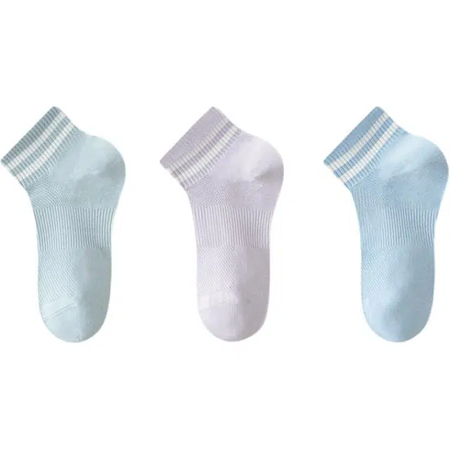 妮轻 薄款抗菌网眼条纹短袜 女款