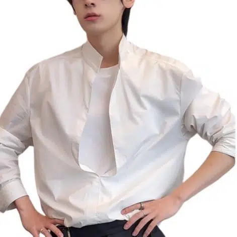 零氏 夏季款韩版潮流设计感老钱风贵气立领防晒薄长袖衬衫 男女同款