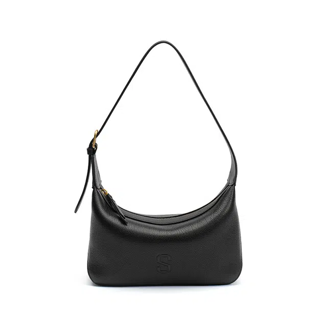 西木汀 小众设计高级感简约百搭通勤 牛皮 单肩包 常规 女款 深邃黑/巧克力棕/米灰色