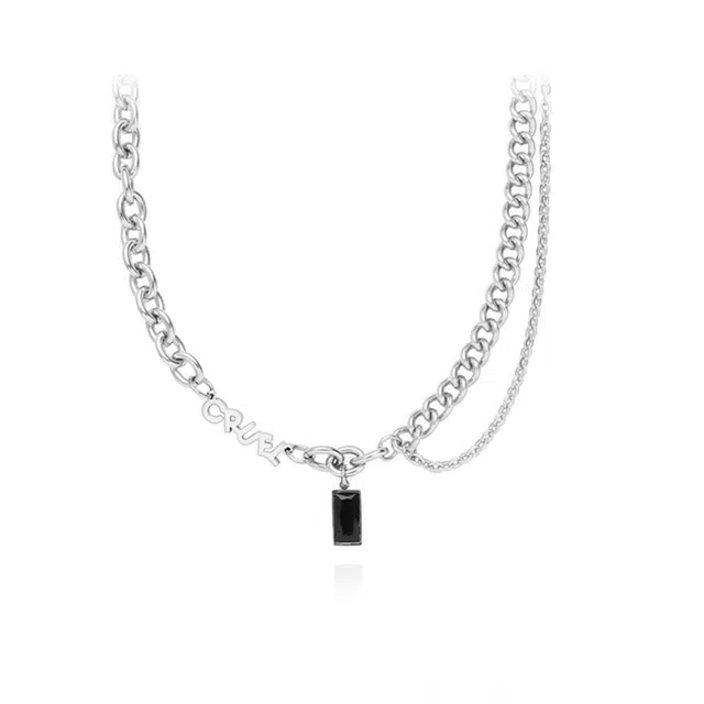 奥斯坦汀 古巴字母吊坠街头饰品 钛钢 项链 男款