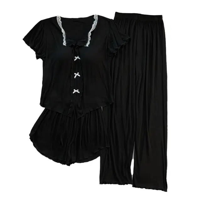 顶瓜瓜 夏季女透气舒适清新三件套家居服睡衣套装 女款