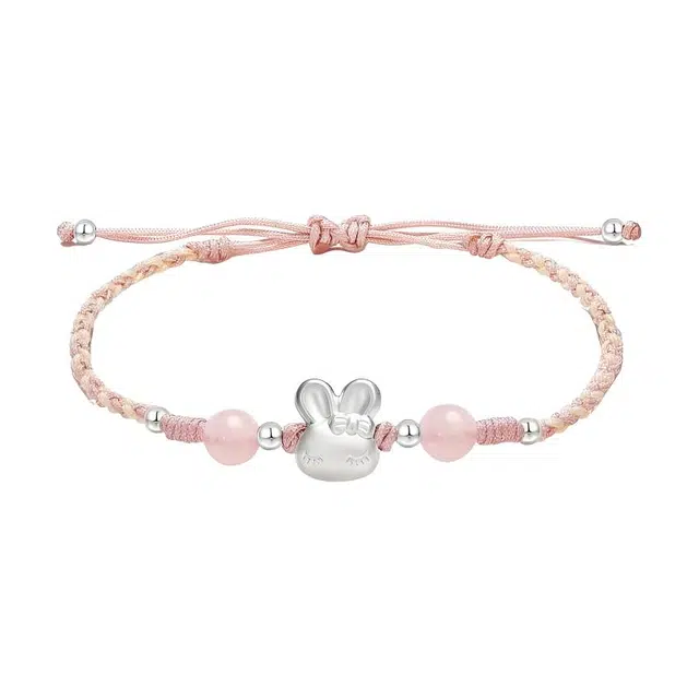福柚 可爱软萌小兔子 小清新甜美蝴蝶结盟兔 简约 轻奢高级感 棉麻 手链 女款