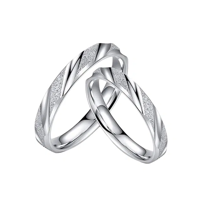 福柚 【免费刻字&代写贺卡】简约小众设计感经典韩版磨砂闭口 合金 戒指 男女同款情侣款