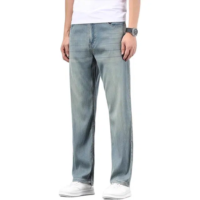 炳盛 超薄宽松直筒潮流百搭商务休闲长裤牛仔裤 男女同款