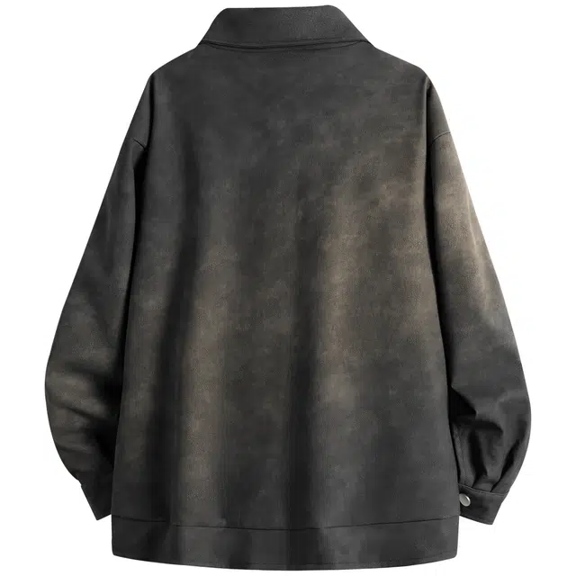 吾皇猫 美式高街复古嘻哈英伦风潮流设计感铆钉简约百搭休闲无性别穿搭宽松防风防水机车服时尚皮衣 男女同款