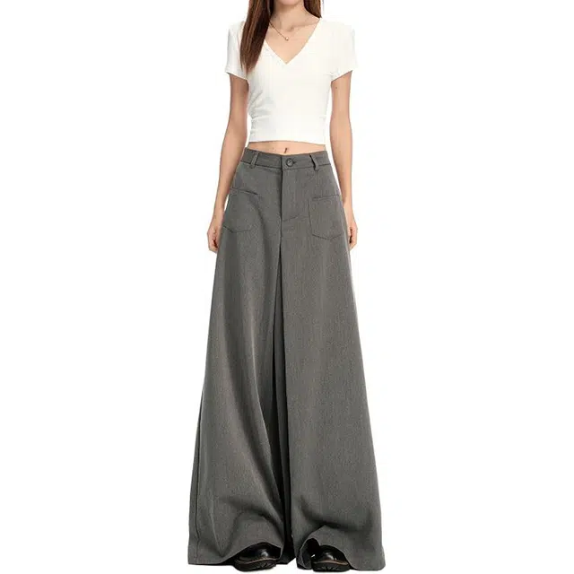 如续 美式气质西装垂感宽松薄款阔腿休闲裤 女款