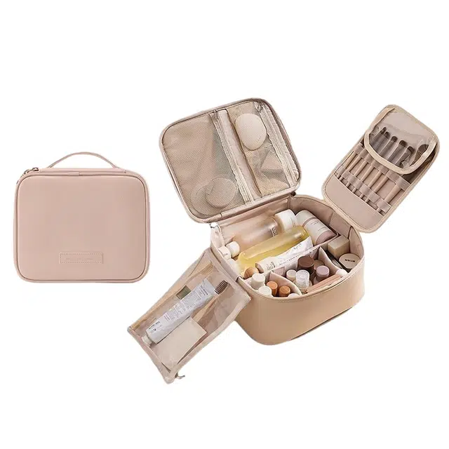 吉圣瑞化妆包 化妆刷收纳包女便携式化妆品分区袋高端旅行外出洗漱包化妆包 收纳便携