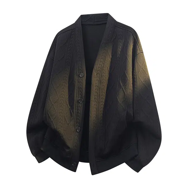 寻星记 学院风纯色提花开衫 休闲外穿必备针织衫 男女同款