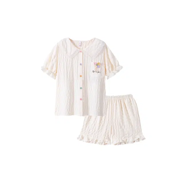 顶瓜瓜 夏季女透气舒适休闲轻便轻盈款式短袖家居服睡衣套装 女款