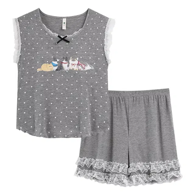 顶瓜瓜 夏季女舒适休闲亲肤面料背心家居服睡衣套装 女款