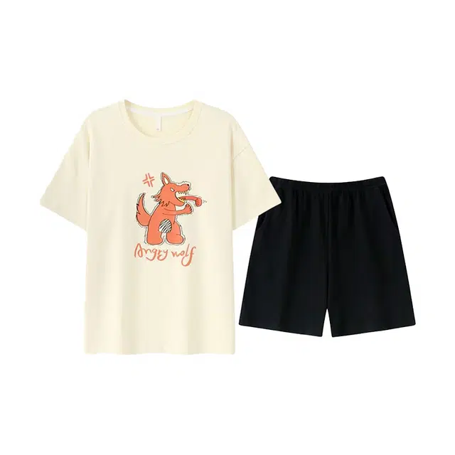顶瓜瓜 夏季情侣简约休闲设计亲肤舒适面料家居服睡衣套装 男女同款