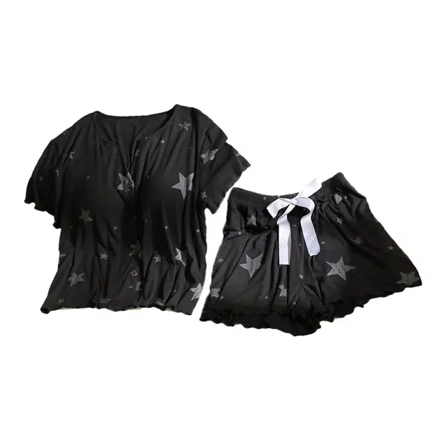 顶瓜瓜 夏季女舒适休闲亲肤设计简约款式家居服睡衣套装 女款