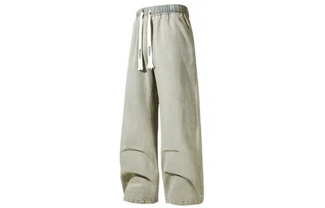 加菲猫家族 美式复古街头水洗做旧废土风宽松弹力个性潮流时尚显瘦高显腿长百搭垂坠柔软舒适工装微喇帅气中腰系带牛仔裤 男女同款