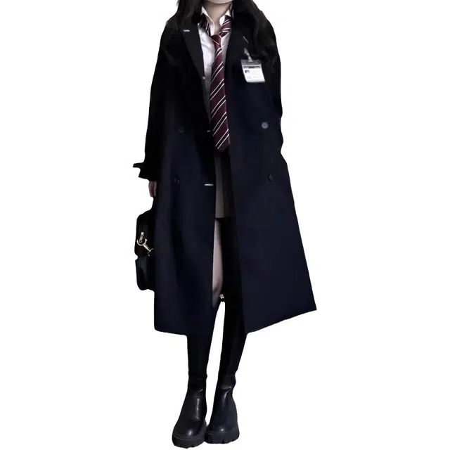 柏黛妃 气质外套女中长款英伦风高级感大衣 女款