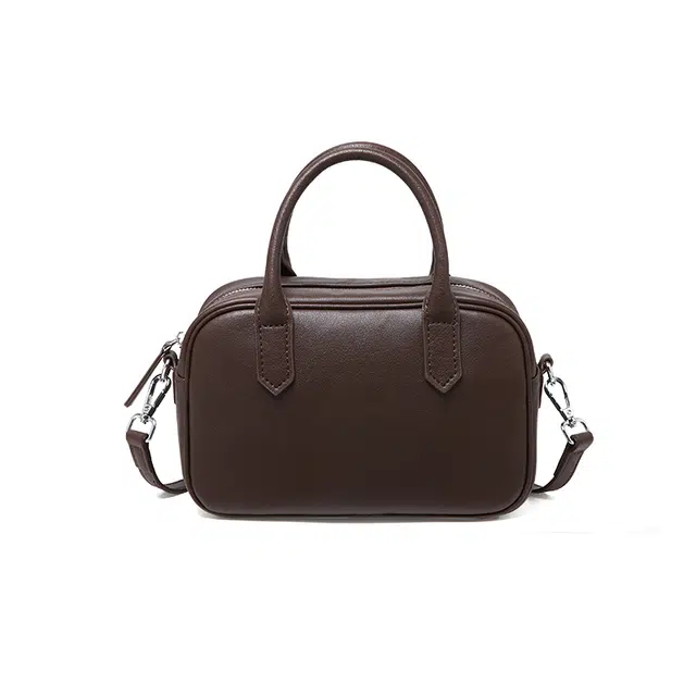 纳兰杜 复古潮流精致百搭 牛皮 保龄球包手提包 小号 女款 植鞣咖色