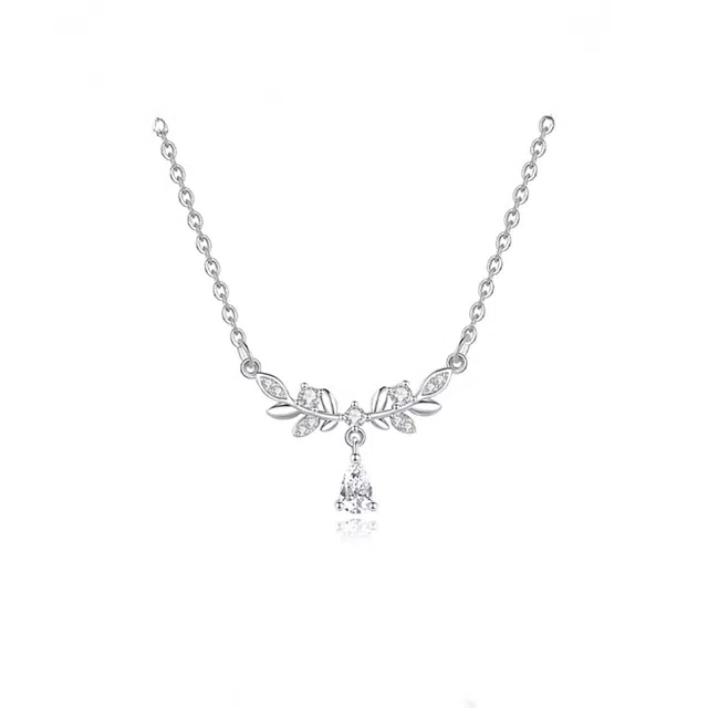 【月桂女神】 京华录 爆闪热销闪耀紫藤花穗穗平安麦穗水滴设计 镶闪锆锁骨链可调节女朋友女神情侣恋爱告白 锆石 项链 女款