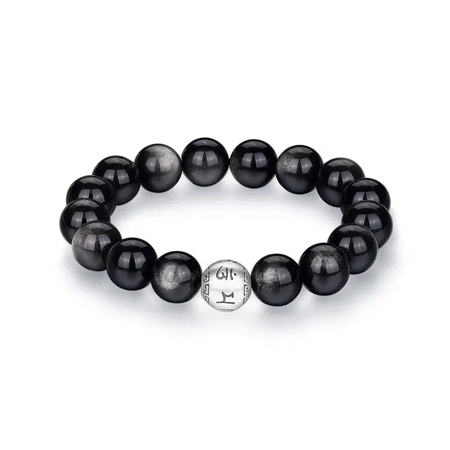 【六字箴言】 七可 安康纳福 招财吞金  新中式国潮民族风小众设计感 八方来财水逆退散聚宝盆 #好运天然 黑曜石 手串 男款