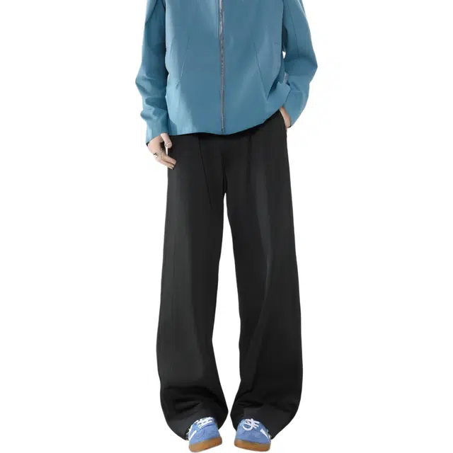 图兰朵 日系复古基础款纯色简约高级感中腰纽扣拉链设计显高垂感透气舒适百搭柔软亲肤免熨烫潮流痞帅通勤直筒运动休闲西装裤 男女同款
