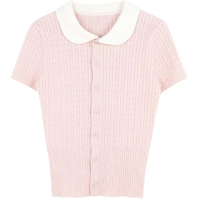 柏黛妃 时尚潮流简约舒适短袖针织衫 女款