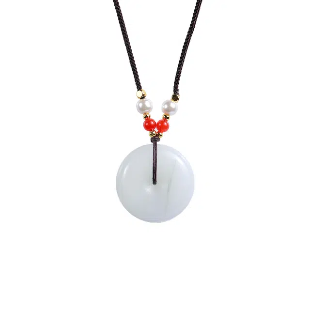 梨云暮雪 白月光鸿运款平安扣 独特设计款手工编绳 时尚百搭#好运天然 天山翠 吊坠 男女同款情侣款