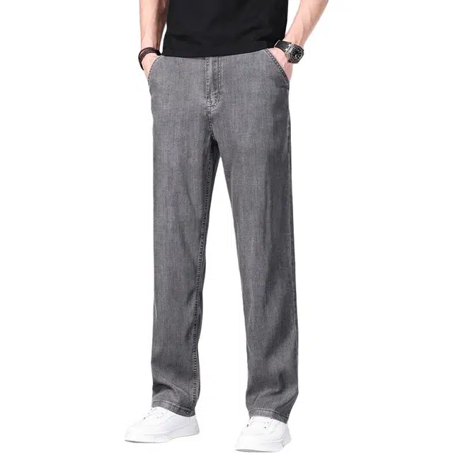 炳盛 夏季宽松直筒休闲商务长裤子牛仔裤 男女同款