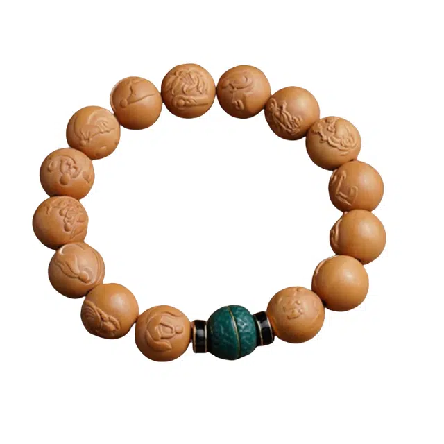 赤藤 时来运转好运连连诸事顺利平安喜乐转运珠念珠佛珠文玩新中式国潮雕刻无相佛珠收藏级高端盘玩 猴头核桃 手串 男女同款情侣款