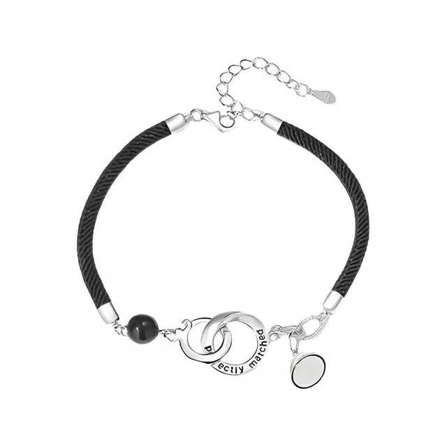 福柚 【可定制 刻字】双环龙凤扣 磁吸一对小众设计龙年本命年手饰 莫比乌斯环环相扣  礼盒装#好运 合金 手链 男女同款情侣款