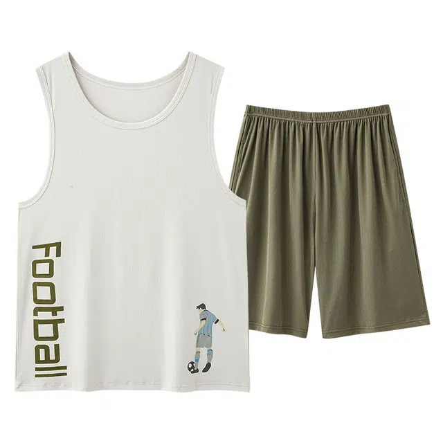 顶瓜瓜 夏季男透气亲肤舒适面料无袖家居服睡衣套装 男款