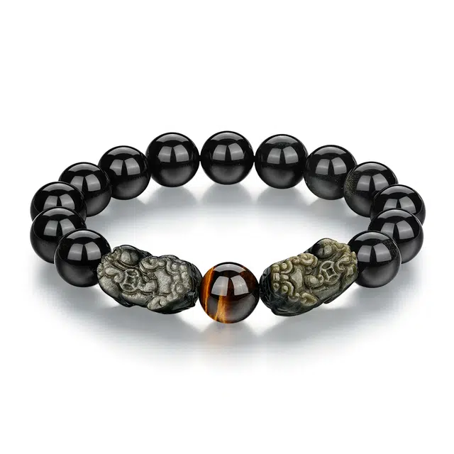 七可 新中式潮流百搭精致轻奢高级感 黑曜石 玉石手串 男款