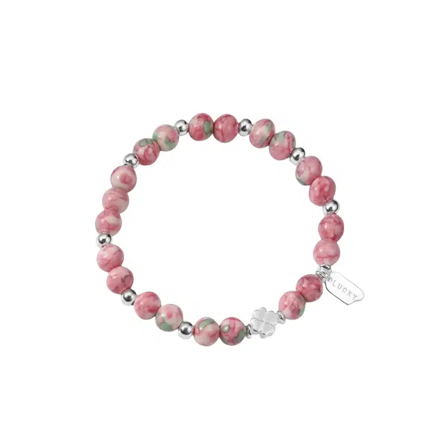 福柚 【免费刻字&代写贺卡】樱粉薄荷 新中式精致轻奢简约高级复古国潮风 时尚气质百搭本命年转运 锌合金 手串 女款