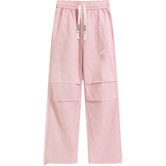 半空山 美式高街条纹设计多巴胺糖果色系品牌汉字刺绣字母系带百搭拖地宽松直筒阔腿休闲裤 男女同款