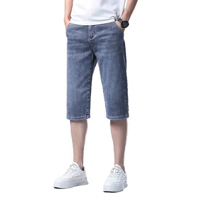 炳盛 夏季七分薄款外穿宽松休闲裤子牛仔短裤 男女同款