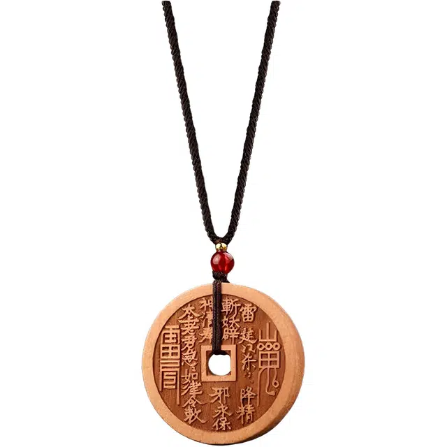 【灵纹护佑】 缇克玺 山鬼花钱平安扣 新中式国朝复古文艺 招财纳褔 时来运转 好运来 桃木 项链 男女同款情侣款
